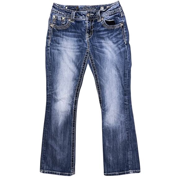 Miss Me Sequins & Lace Mid-Rise Bootcut Jeans Women's 27X30 - Picture 1 of 8